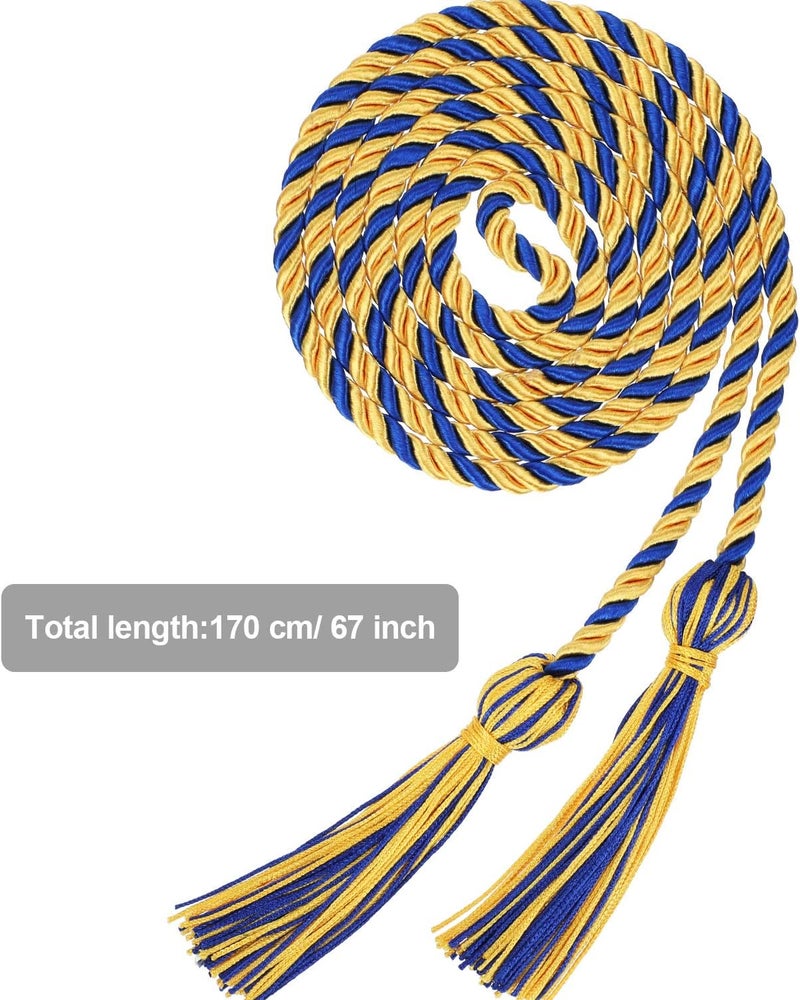 TecUnite Graduation Cords Honor 2026 Polyester Yarn Decorative Garland Twist Ties with Tassels for Bachelor Gown Graduation(Gold with Blue) - Image 4